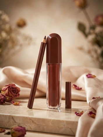 Matte Lip Gloss Liquid Lipstick with Lip Pencil 2 IN 1