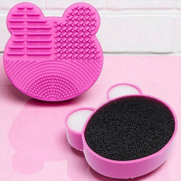 Mickey Shaped Silicone Makeup Brush Scrubbing Pad Sponge 2 IN 1