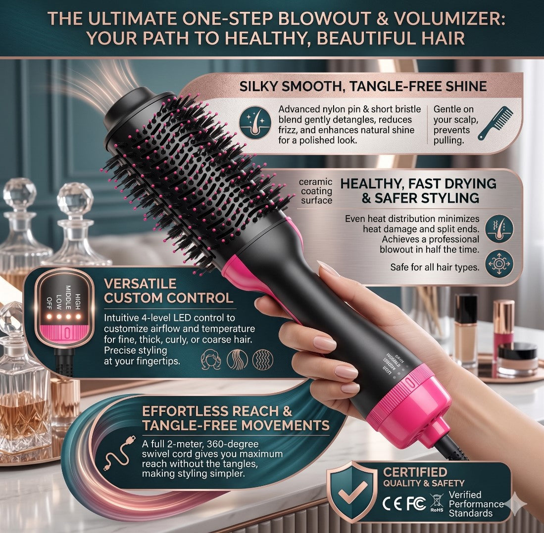 One Step Volumizer Hair Brush 2 In 1 Dryer & Styler