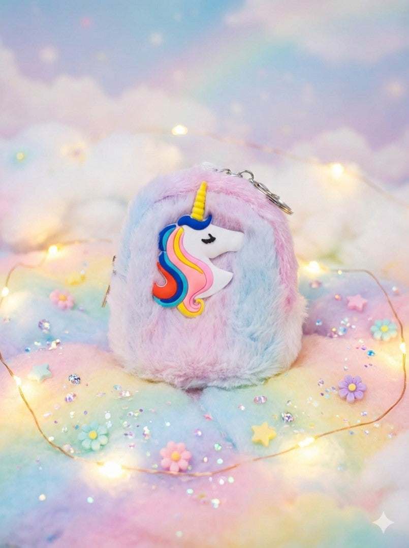 Plush Unicorn Korean Pouch Purse Wallet with Keychain