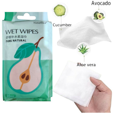 Pure Natural Avocado Wet Wipes 10 Pieces
