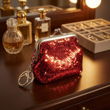 Sequin Wallet Pouch Clutch with Keychain
