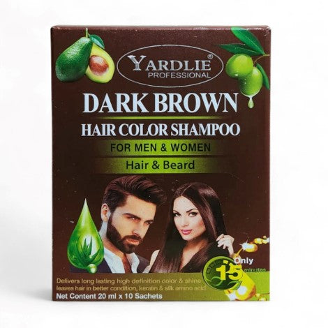 Yardlie Hair Color Shampoo Sachet Dark Brown (Pack of 10)