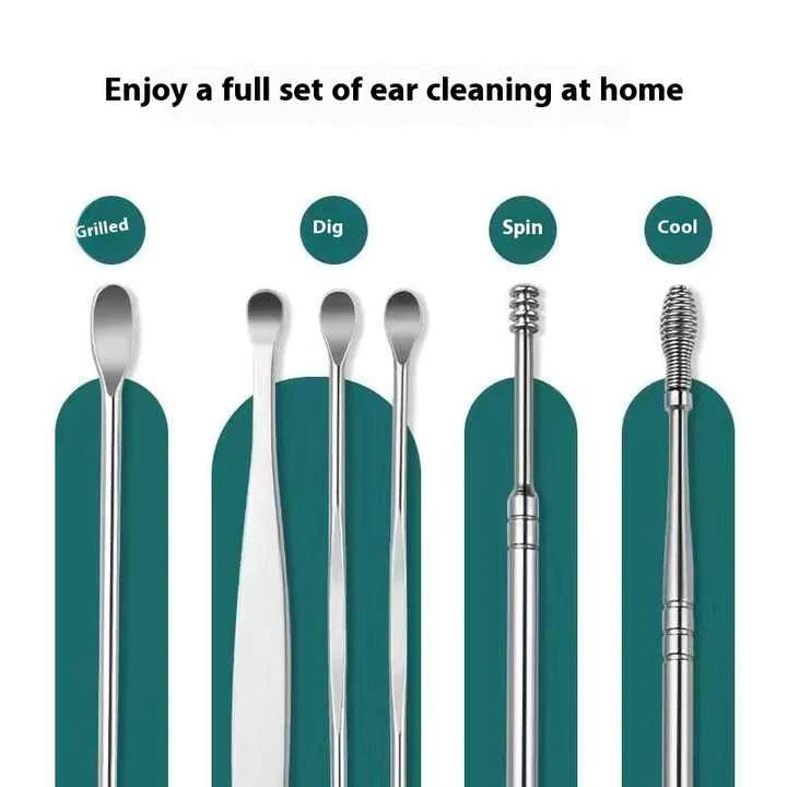 Stainless Steel Ear Pick Set with Keychain Case