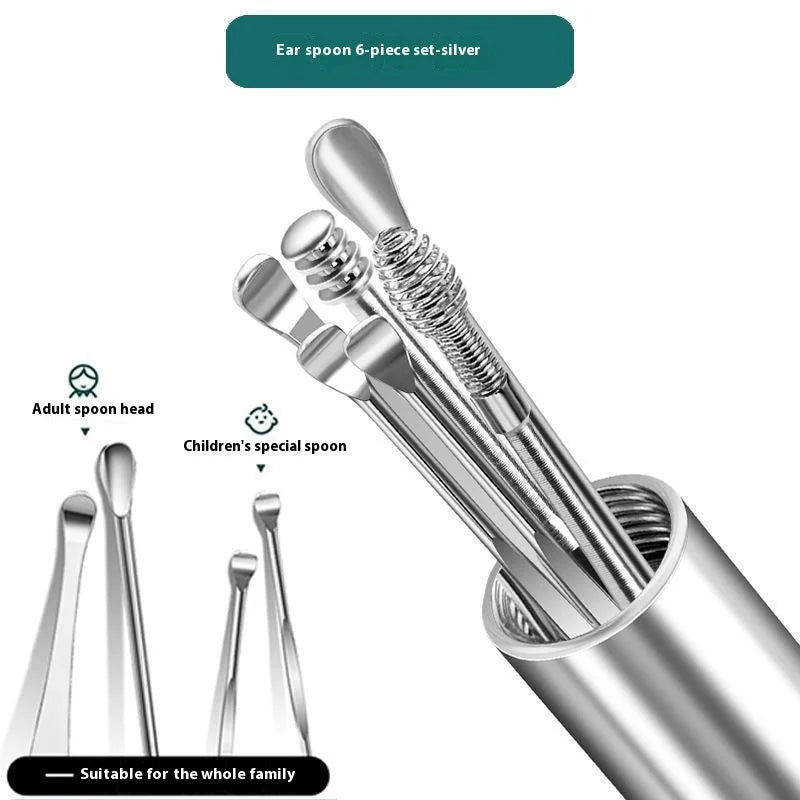 Stainless Steel Ear Pick Set with Keychain Case