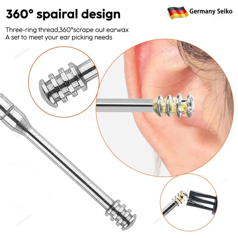 Stainless Steel Ear Pick Set with Keychain Case